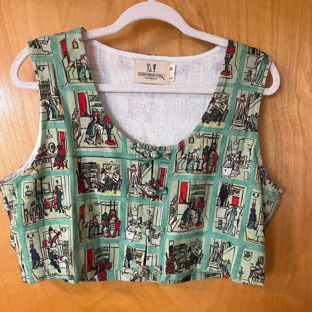 Fashion Brand Company Soft Linen Sex House Crop Vest Tank - M/L